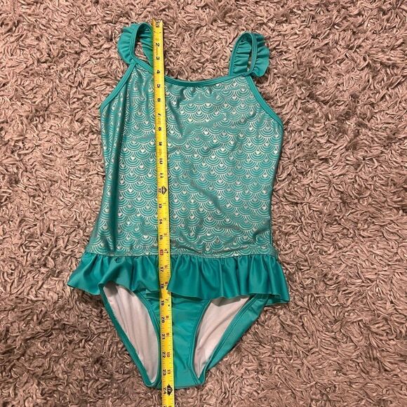 Cat & Jack Girls Turquoise Shimmermaid One Piece Swimsuit L (10/12) - Picture 5 of 6
